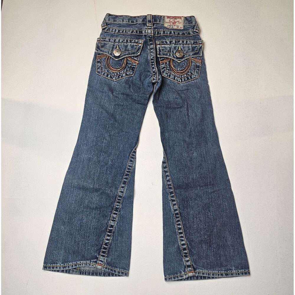 Vintage True Religion Girls Joey Bootcut Flare Blue Denim Jeans Size 8 Y2K